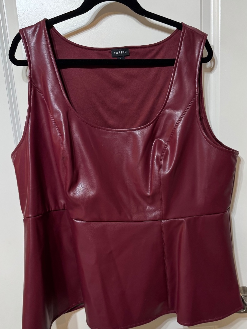 Torrid Size 3 Burgundy Faux Leather Peplum Tank Top Plus Size